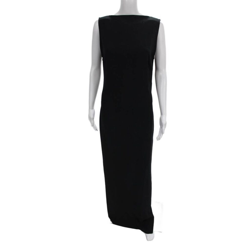 Costume National Women Maxi Dress Black Rayon Boat Neck Sleeveless Zip Size 44